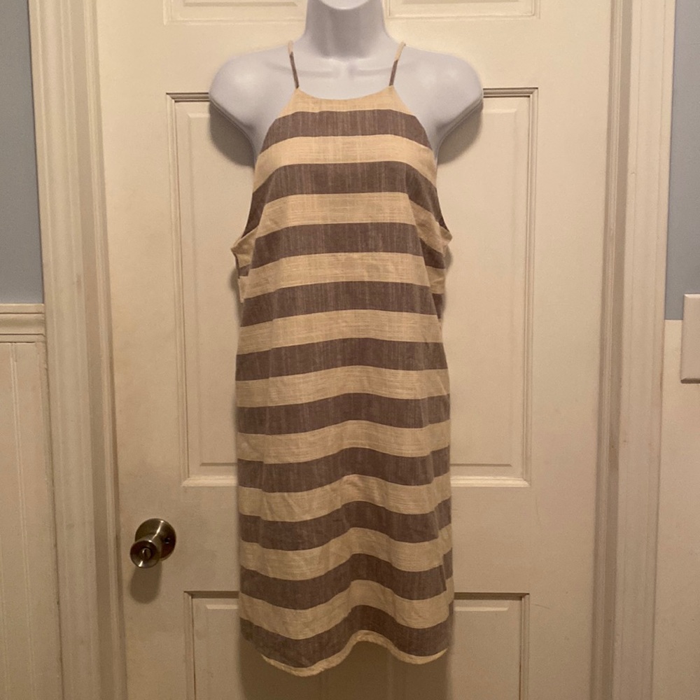 Pink Owl Apparel Gray/Cream Stripe Dress Size Large NWT
